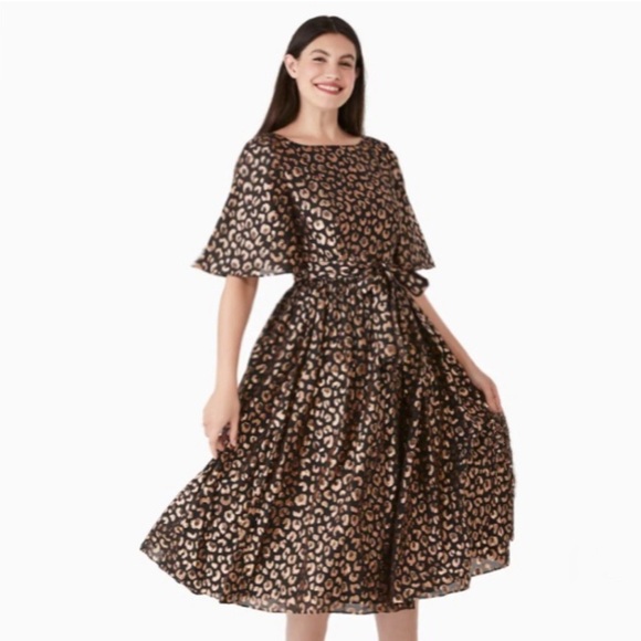 Kate Spade Outlet Graphic Leopard Midi Dress - Picture 4 of 7